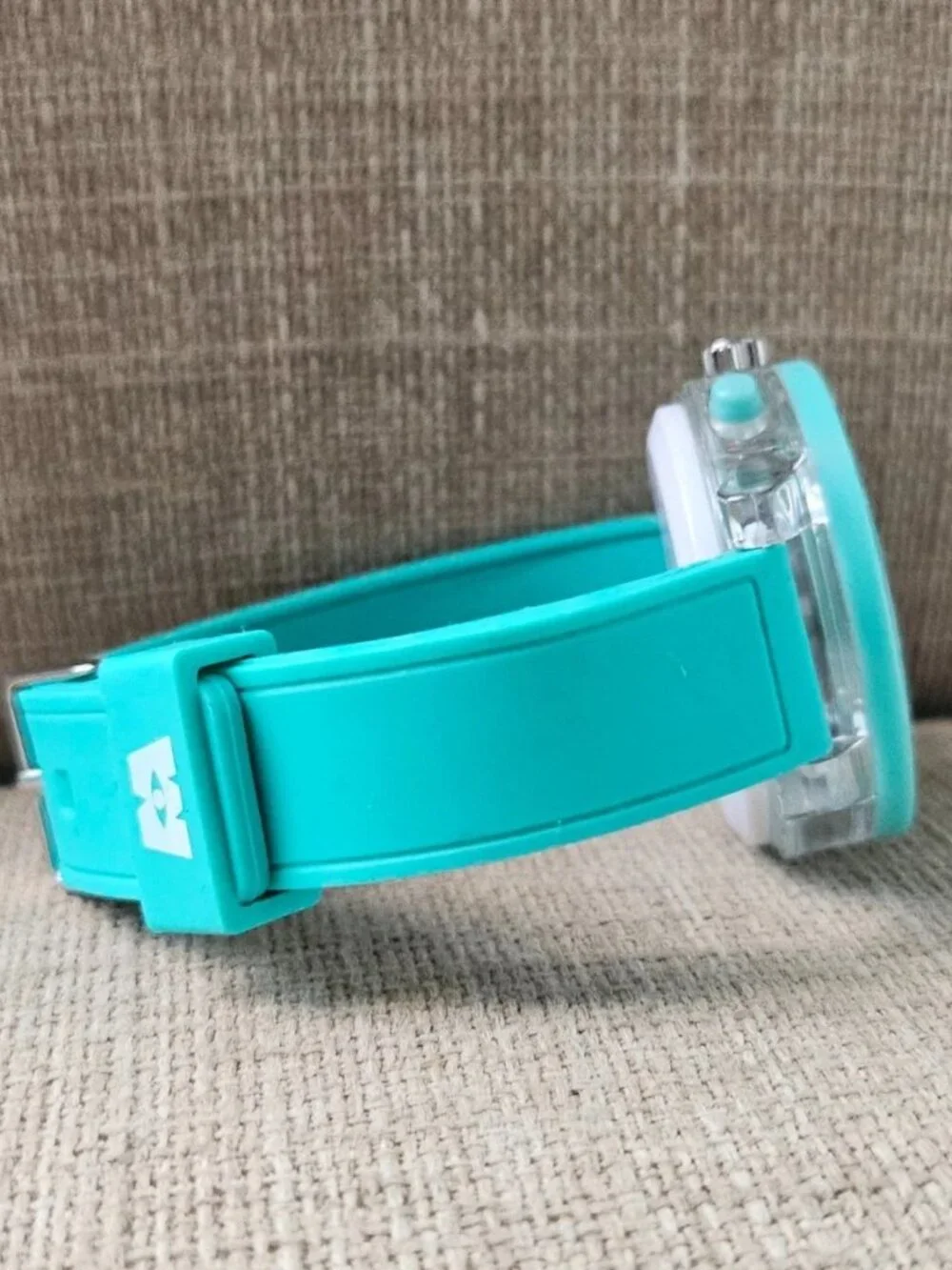 Share Funny Monster Face Wristwatch Ligh Up Quartz Analog Green Rubber Band Wris